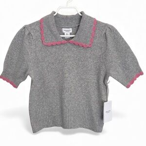 Song of Style Grey Short Sleeved Sweater NWT Size L